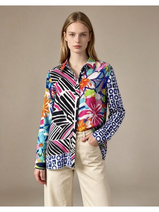 Coldwater Creek Tops - NWOT Coldwater Creek Multicolor Rayon Blend Long-Sleeved Blouse Shirt Size S